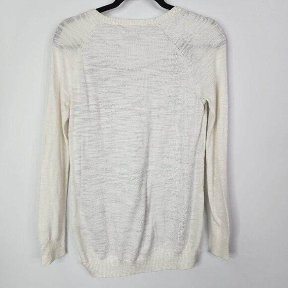 Anthropologie Moth V Neck Plaid Shirt Hem Sweater Layered Linen Blend Small? - Picture 9 of 12